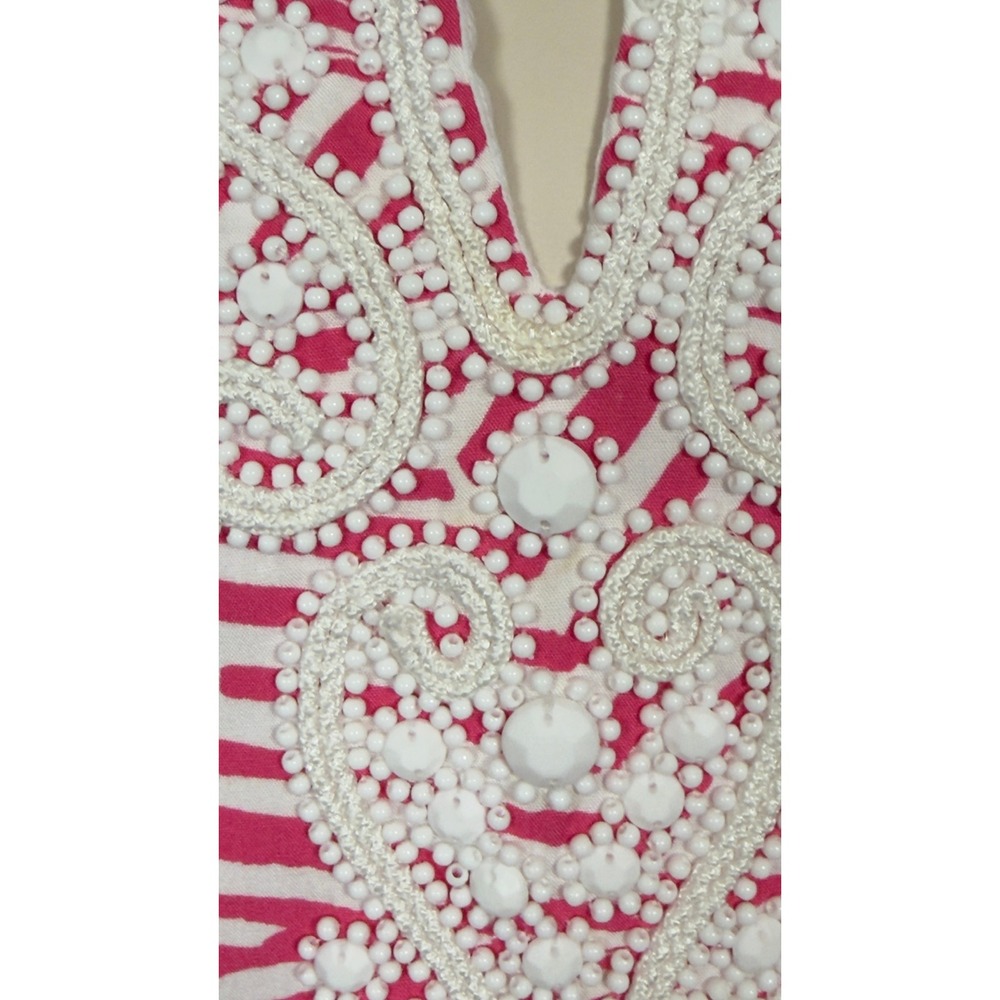 Lilly Pulitzer Pink White with Beaded Detail Shift Dress Size Small - Picture 10 of 11